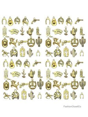 80pc Western Cowboy Theme Charms Zinc Alloy 3D Miniature DIY Jewelry Making